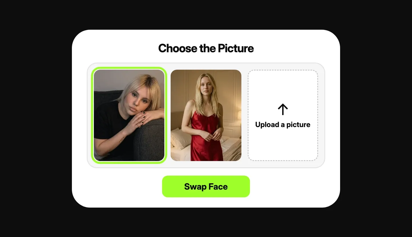 picture picker with the image to swap the face onto selected