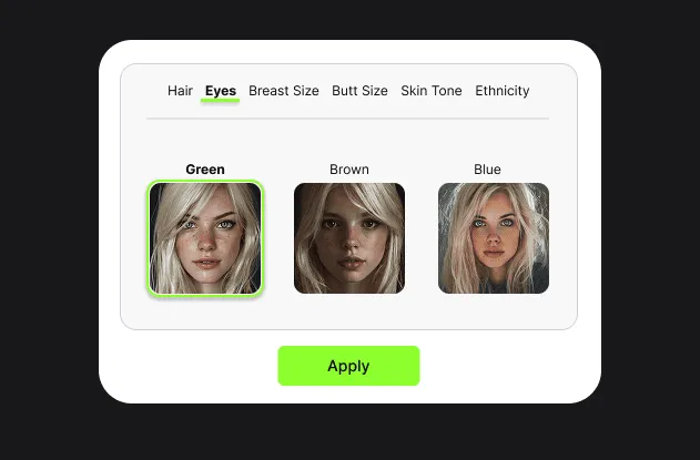 AI creator customization screen